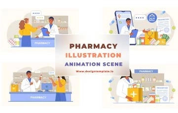 Pharmacy Illustration Animation Scene After Effects Template