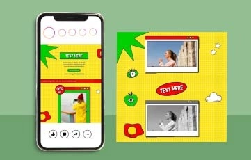 Yellow Planet Site Instagram Post After Effects Template