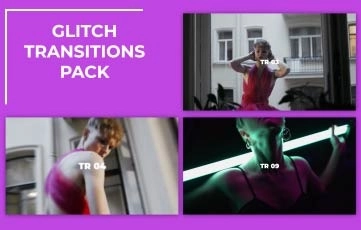 After Effects Glitch Transitions Pack Template