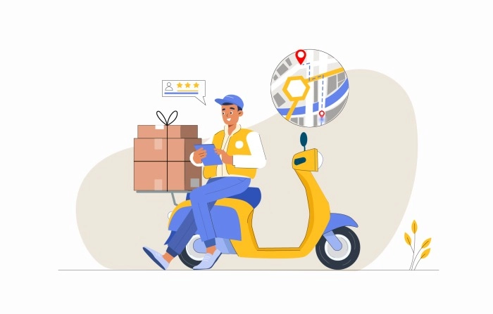 Get The Creative 2D Character Illustration Of Parcel Delivery Service image