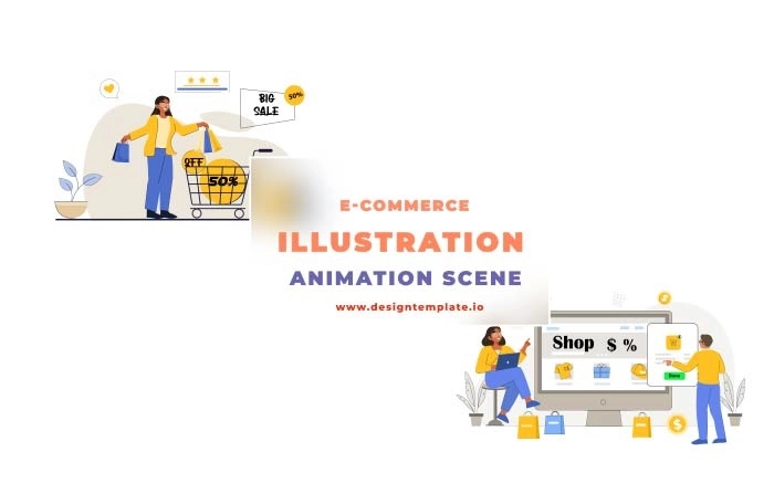 E Commerce Animation Scene After Effects Template