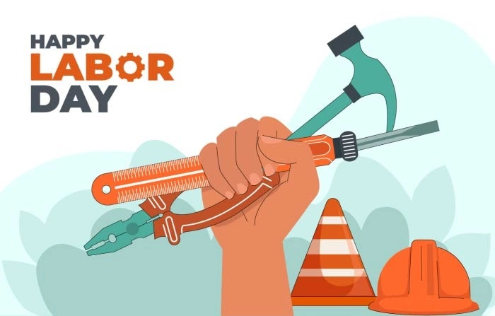 Hand With Wrench To Labour Day Celebration Illustration Premium Vector