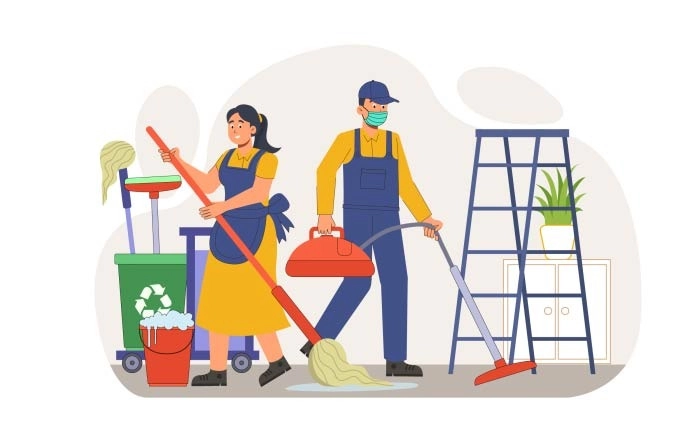 House Keeping Service Concept Premium Vector Illustration image