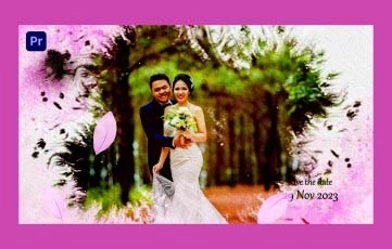 Watercolor Wedding Video E-Invite With Floral Design Premiere Pro Template