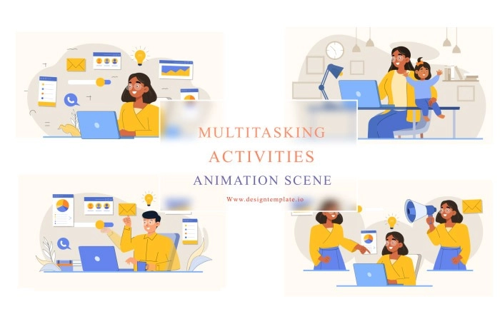 Multitasking Animation Scene After Effects Template