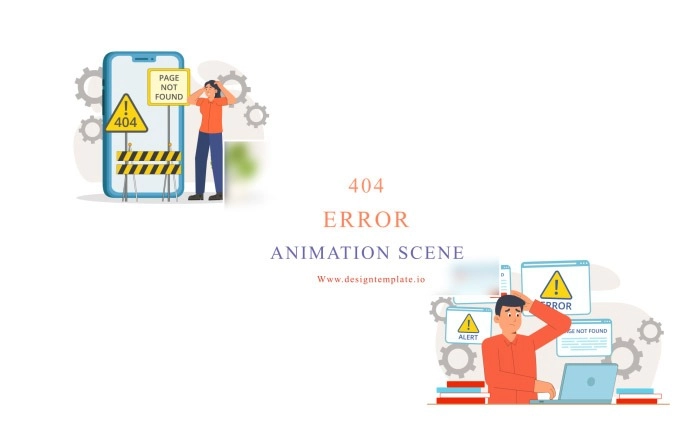 404 Error Animation Scene After Effects Template
