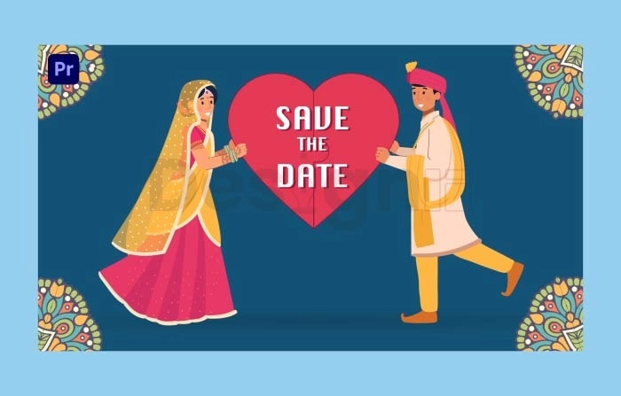 Wedding Invitation Set Character Animation Premiere Pro Template