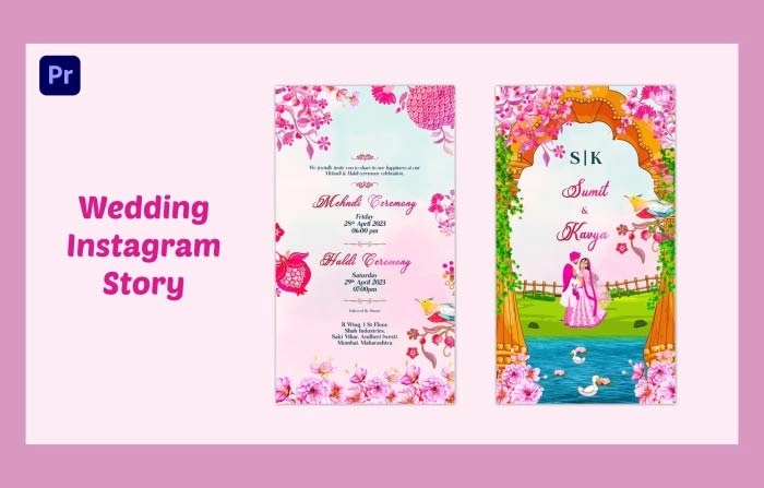 Premiere Pro Template Floral Wedding Invitation Instagram Story