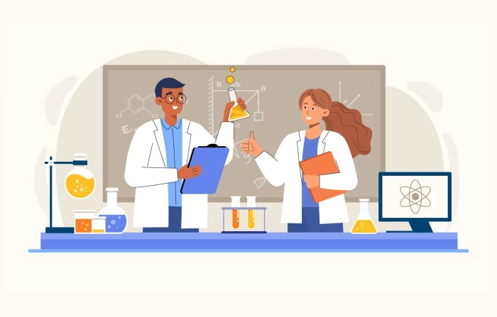 Get The Creative 2D Character Of laboratory Illustration