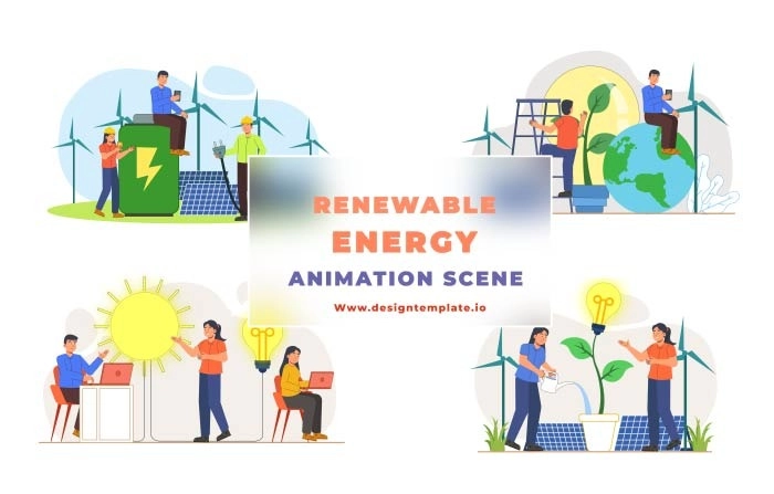 Renewable Energy Animation Scene After Effects Template