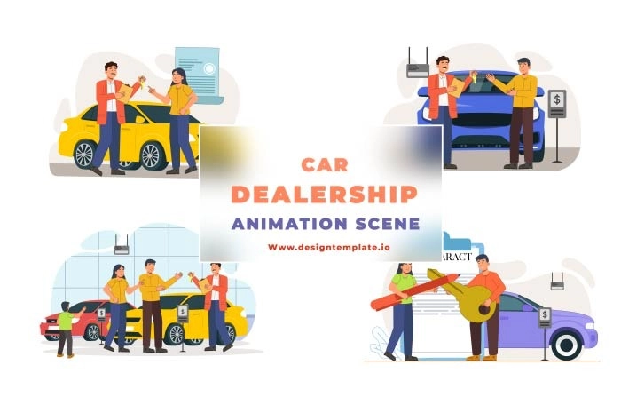Car Dealerships Animation Scene After Effects Template