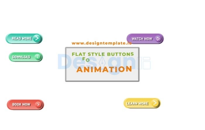 Flat Style Buttons For Website Pack After Effects Template