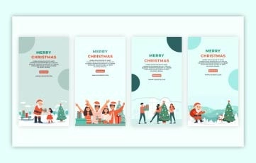 2D Animated Flat Character Merry Christmas Instagram Story Premiere Pro Templates