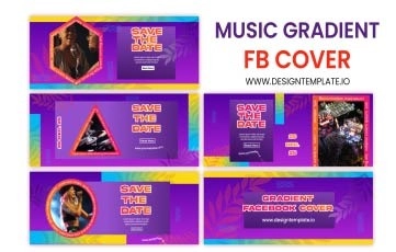 Music Gradient Facebook Cover After Effects Template