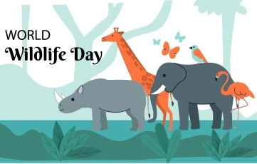 World Wild Life Day Wishes With Animals In Forest Vector Image image