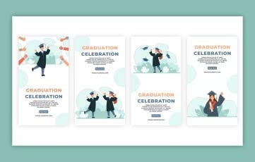 Vector Illustration Graduation Celebration Instagram Story Premiere Pro Templates