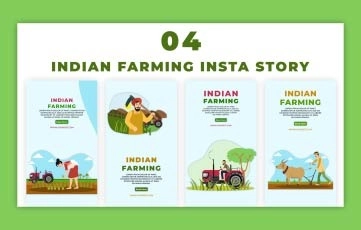 2D Animated Flat Character Indian Farming Instagram Story Premiere Pro Templates