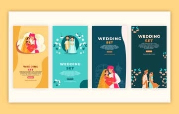 2D Animated Flat Character Wedding Invitation Set Instagram Story Pr Pro Templates
