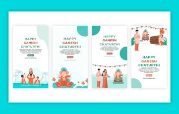 2D Animated Flat Character Happy Ganesh Chaturthi Instagram Story Premiere Pro Templates