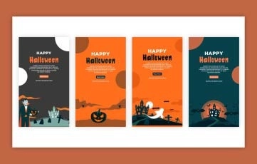 2D Animated Flat Character Happy Halloween Day Instagram Story Premiere Pro Templates
