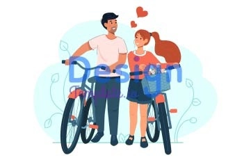 Valentine Lover With Bicycle Animation Scene