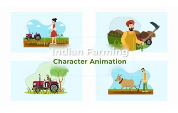 Vector Illustration Indian Farming Character Animation Premiere Pro Templates