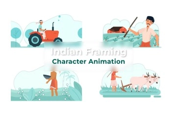 Indian Farming Character Animation Premiere Pro Templates