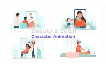 Vector Illustration Beauty & Salon Character Animation Premiere Pro Templates