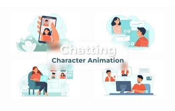 Download Flat Character Video Chatting Animation Premiere Pro Templates