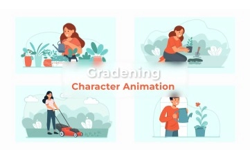 Vector Illustration Gardening Character Animation Premiere Pro Templates