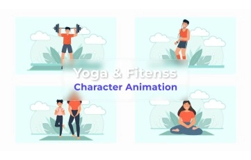 Download Flat Character Yoga & Fitness Character Animation Premiere Pro Templates