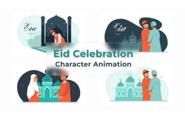 Download Flat Character Eid Celebration Animation Premiere Pro Templates