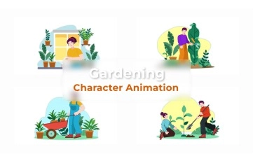 Download Flat Character Gardening Animation Premiere Pro Templates