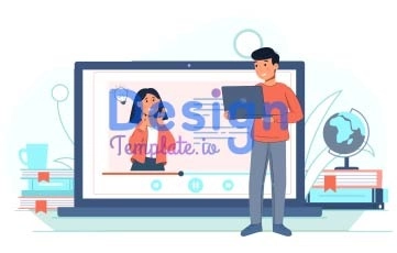 Pandemic Online Education Character Animation Scene