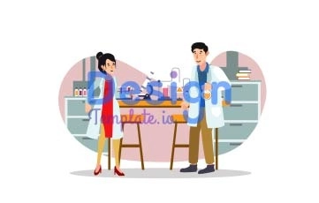 Scientist Research Cartoon Character Animation Scene