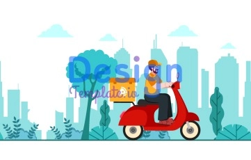 Vector Food Delivery Animation Scene