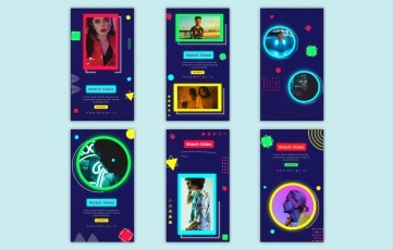 Glow Geometric Neon Instagram Story AE Template