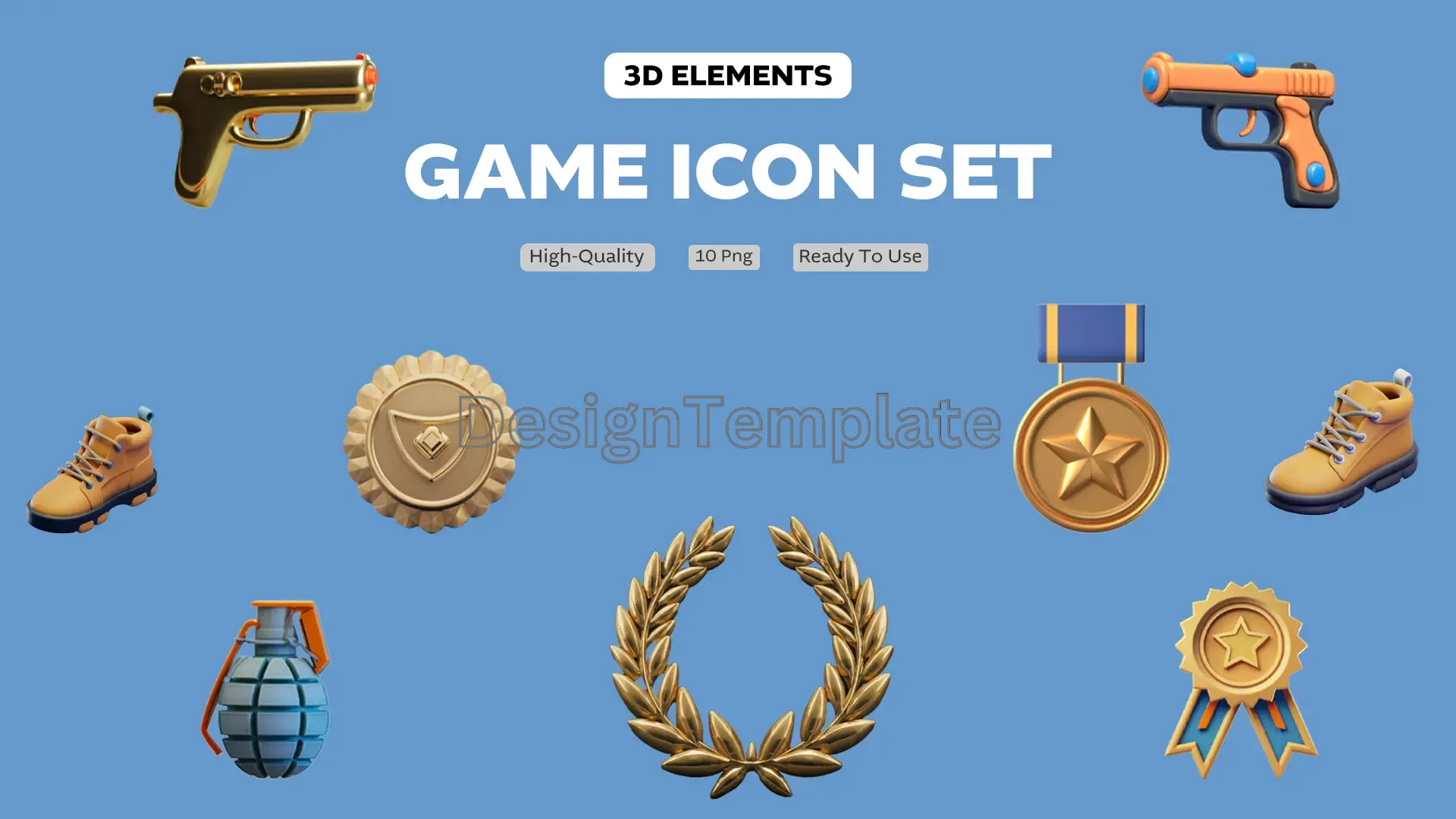 Game Icon Set 3d Elements Collection | Graphics Design