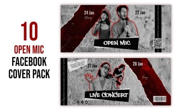 Open Mic Facebook Cover After Effects Template