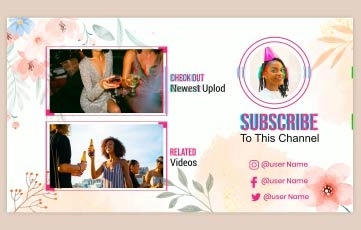 Bachelorette Party Watercolor YouTube End Screen After Effects Template