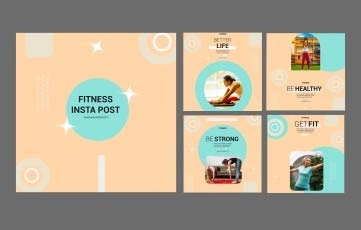 Flat Design Fitness Instagram Post After Effects Template