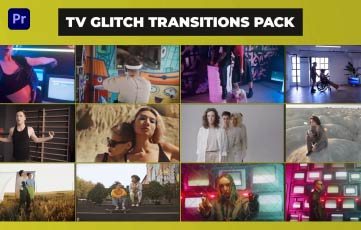 Premiere Pro Template TV Glitch Transitions Pack