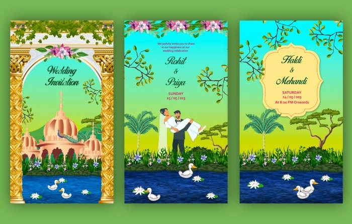 Unique Floral Wedding Invitation Instagram Story After Effects Template