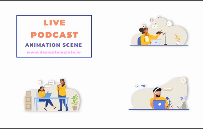 Live Podcast Animation Scene After Effects Template