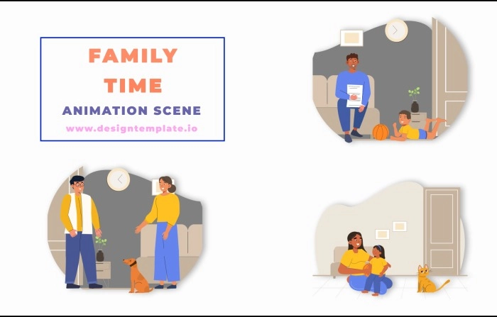 Family Time Animation Scene After Effects Template