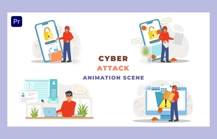 Cyber Attack Animation Scene Premiere Pro Template