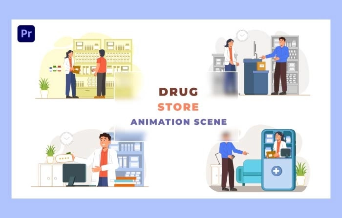 Drugstore Animation Scene Premiere Pro Template