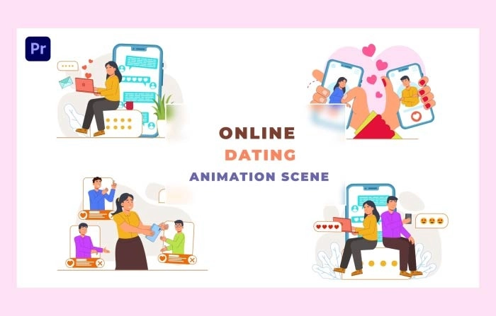 Online Dating Animation Scene Premiere Pro Templates