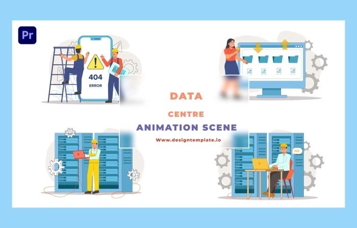 Data Center Animation Scene Premiere Pro Template