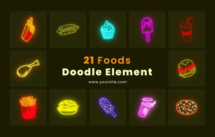 Foods Doodle Element After Effects Template